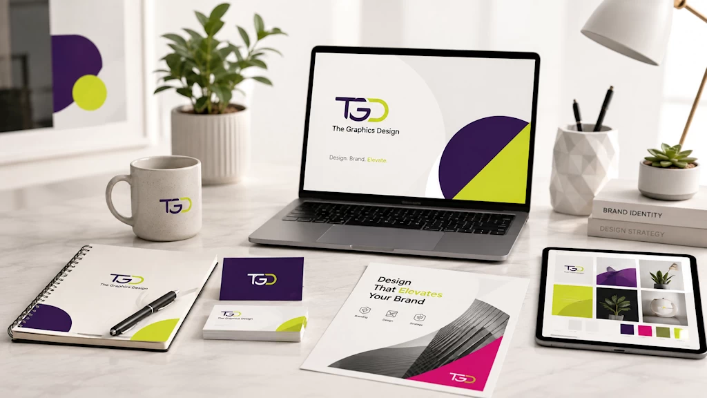 The Graphics Design branding and creative agency workspace